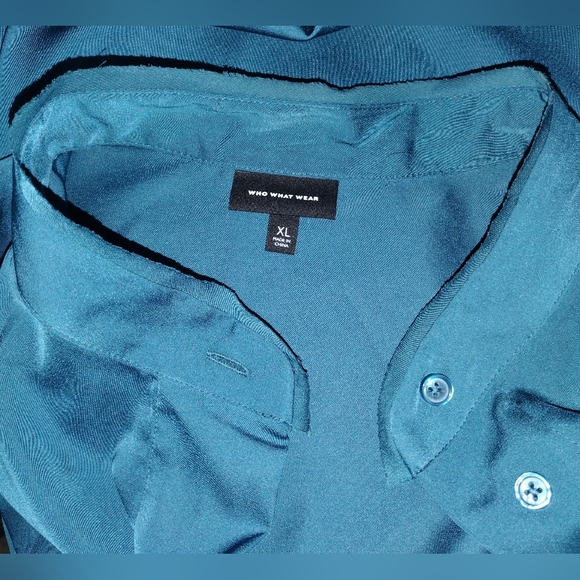 Who What Wear Deep Blue Button Up Blouse Sz XL - Picture 9 of 9